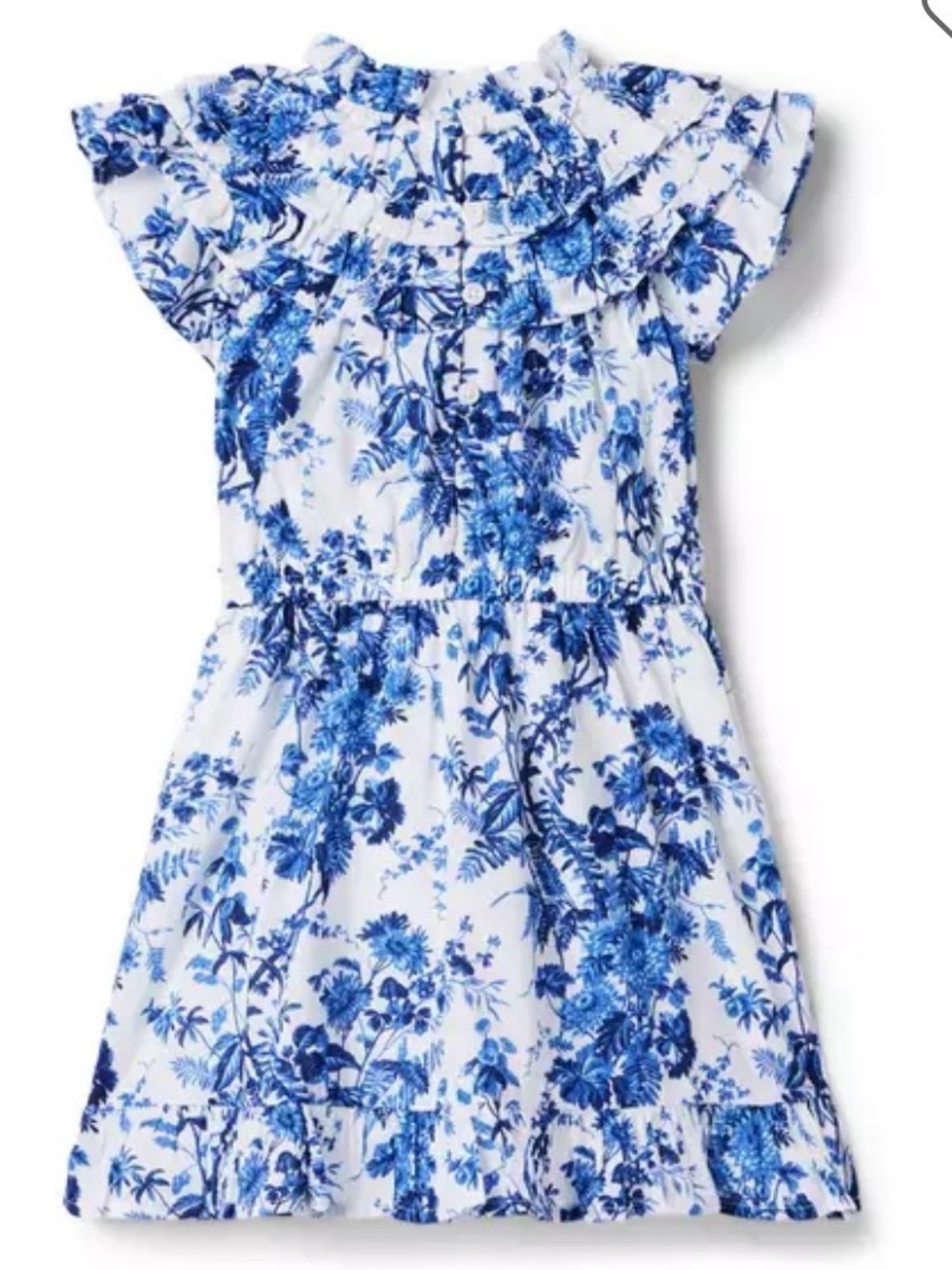 Janie and Jack Blue & White Floral Ruffled Dress - Picture 2 of 8